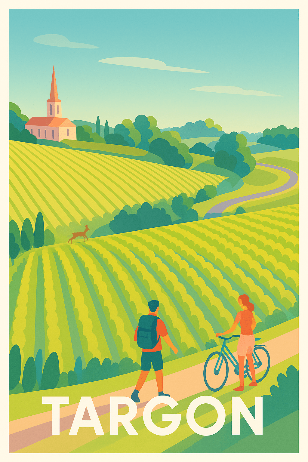 Gironde France Pas de Cadre / 20 × 30cm Affiche de Targon - Évasion Verte en Paysages Vignobles