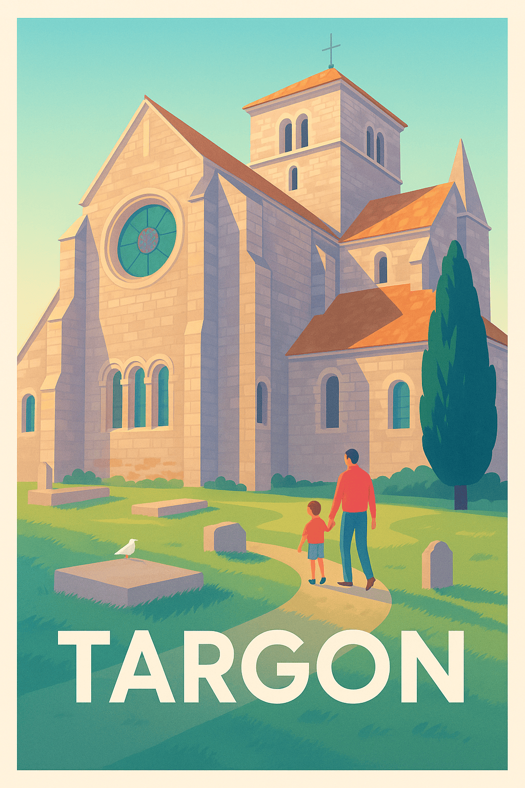 Gironde France Pas de Cadre / 20 × 30cm Affiche de Targon - Promenade paisible au coeur du patrimoine