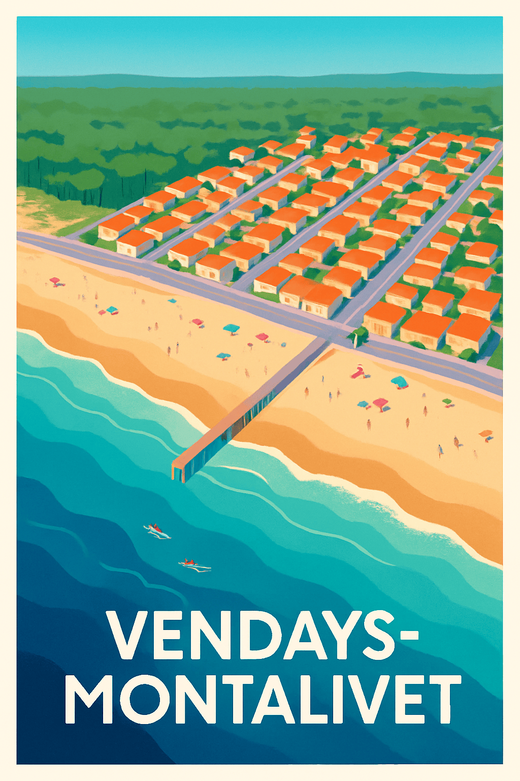 Gironde France Pas de Cadre / 20 × 30cm Affiche de Vendays-Montalivet - L'évasion balnéaire à portée de main