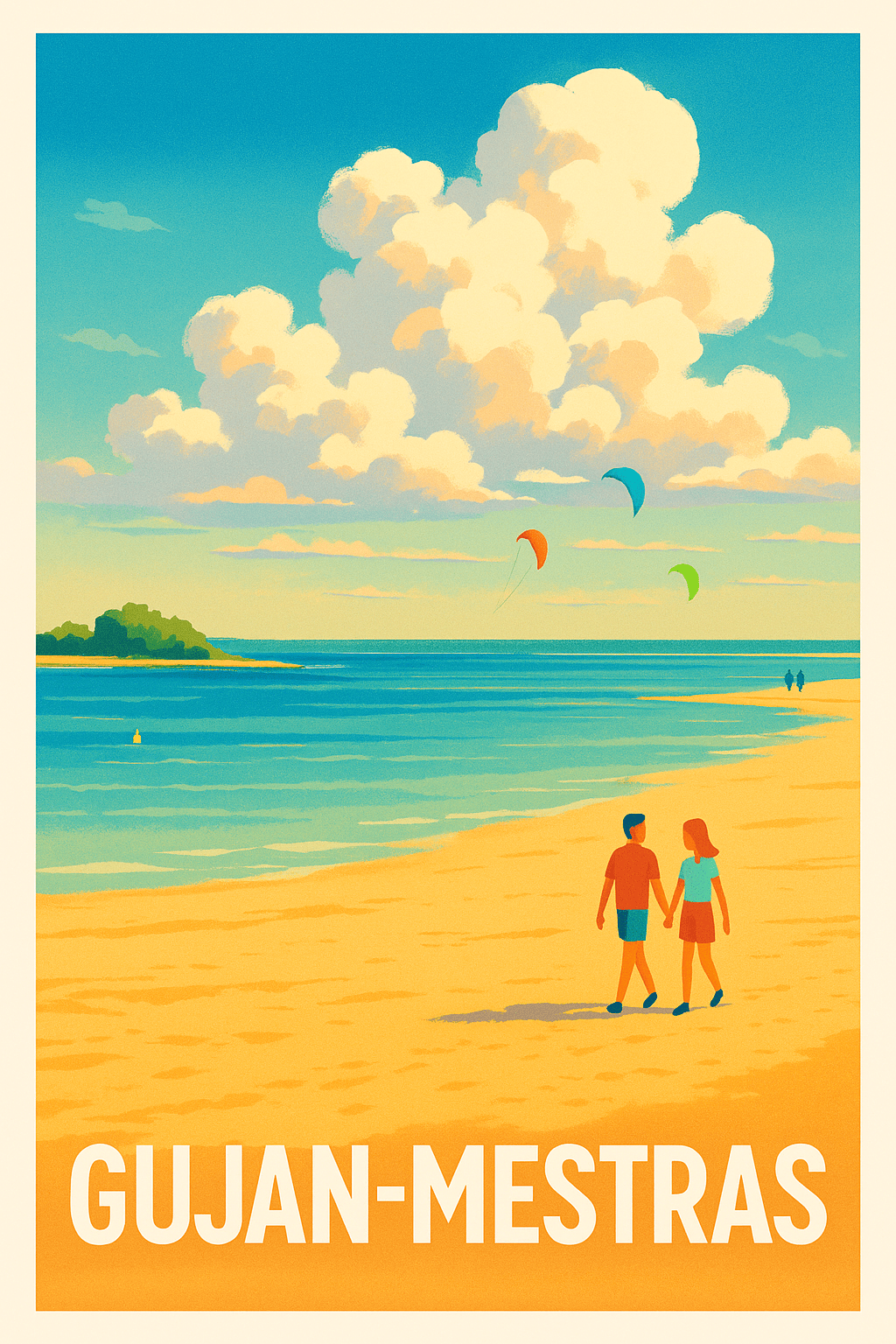 Gironde France Pas de Cadre / 20 × 30cm Affiche Gujan-Mestras - Flânerie romantique au bord de l'eau