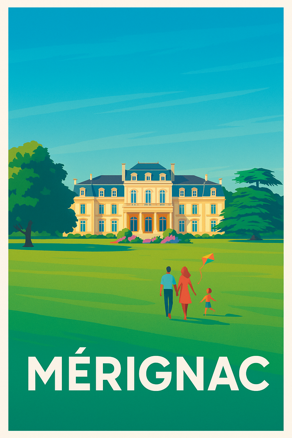 Gironde France Pas de Cadre / 20 × 30cm Affiche Mérignac - Balade en famille au cœur du château