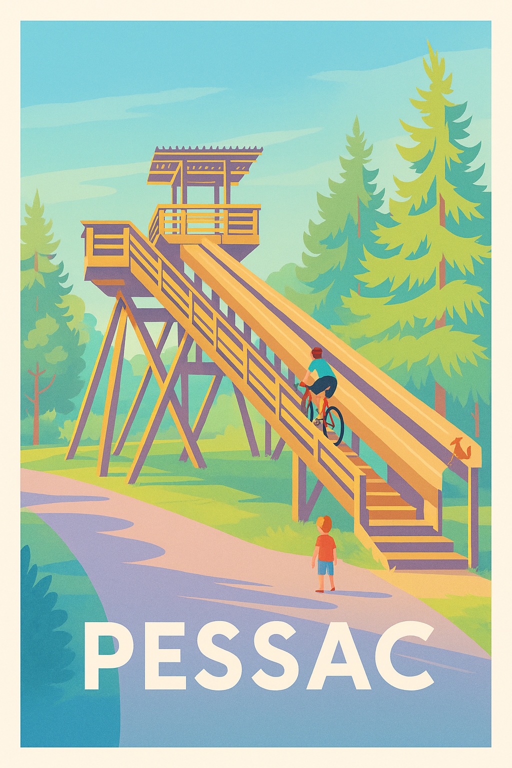 Gironde France Pas de Cadre / 20 × 30cm Affiche Pessac - L'évasion nature à vélo