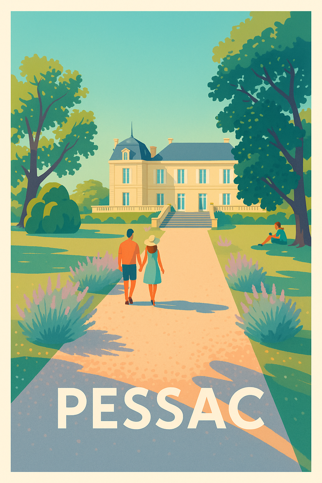 Gironde France Pas de Cadre / 20 × 30cm Affiche Pessac - Promenade au Château sous le soleil
