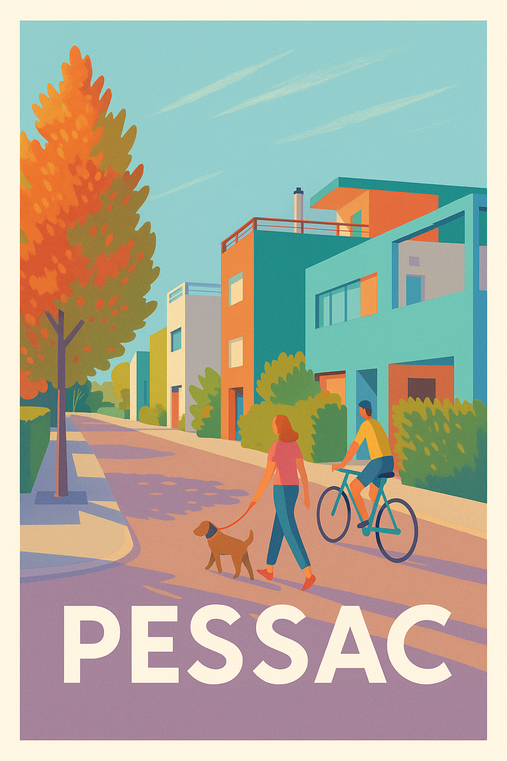 Gironde France Pas de Cadre / 20 × 30cm Affiche Pessac - Vie paisible et couleurs chaleureuses