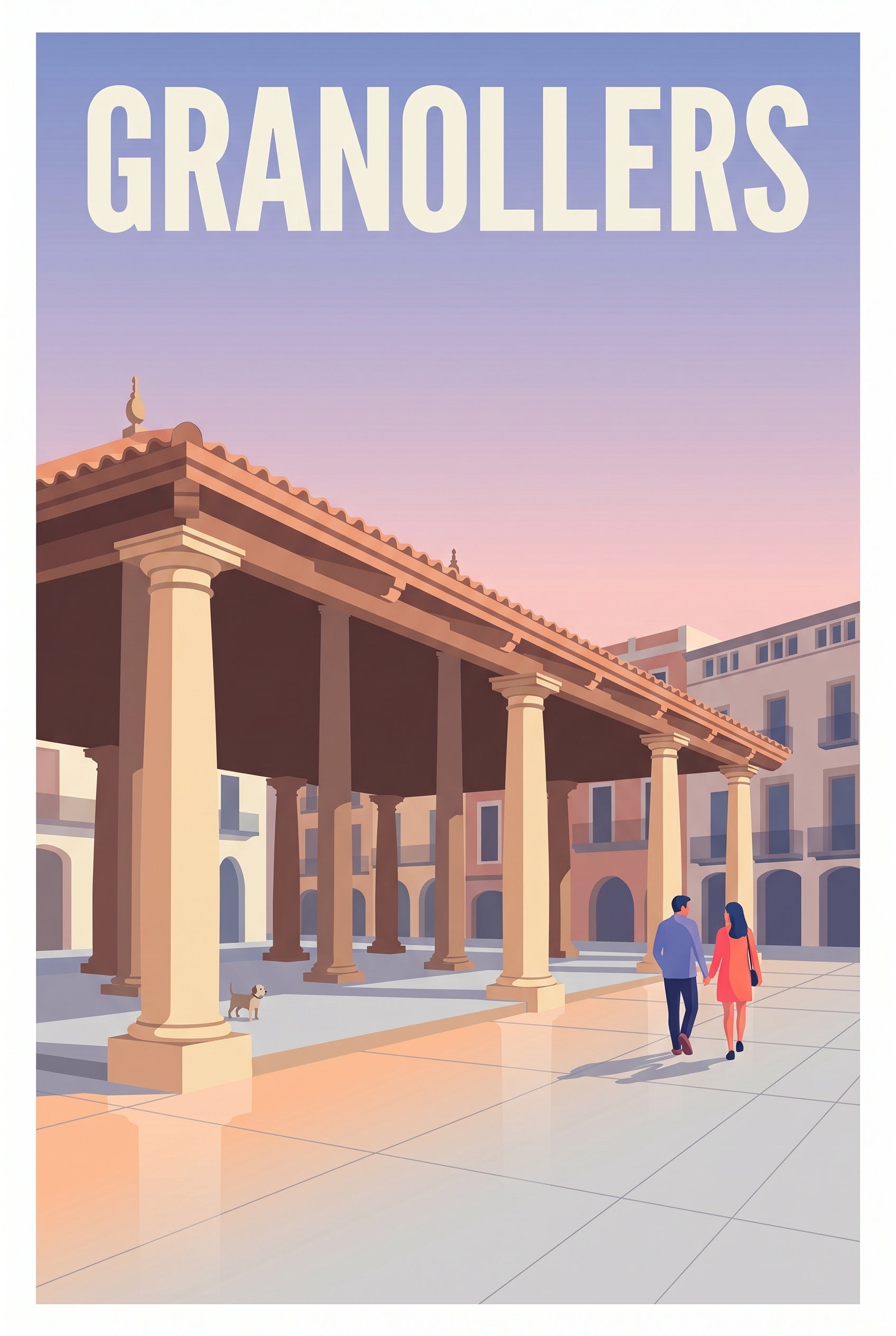 Affiche de Granollers - La Porxada au crépuscule