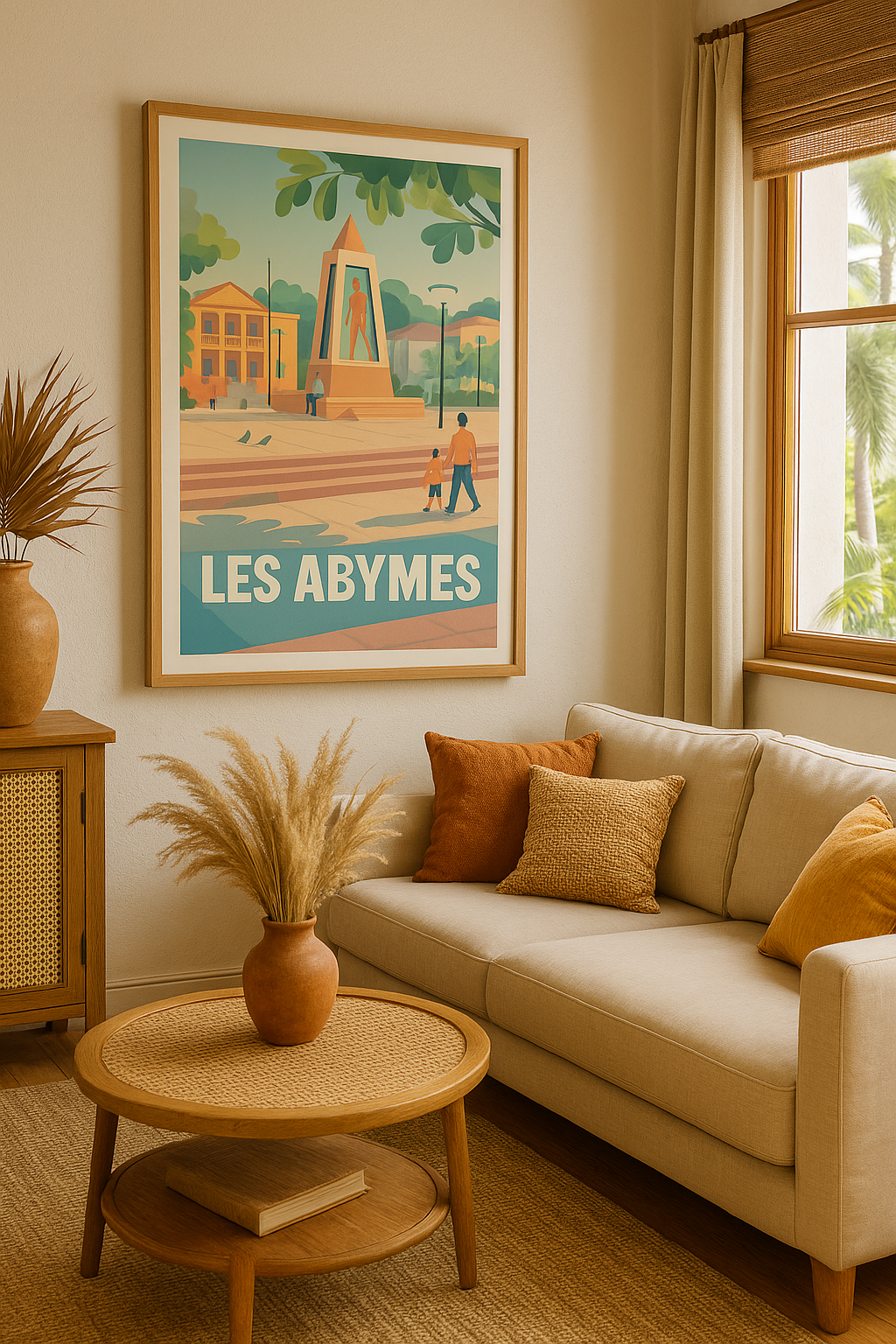 Affiche Les Abymes — L'élégance d'une place ensoleillée · poster d'art de Les Abymes
