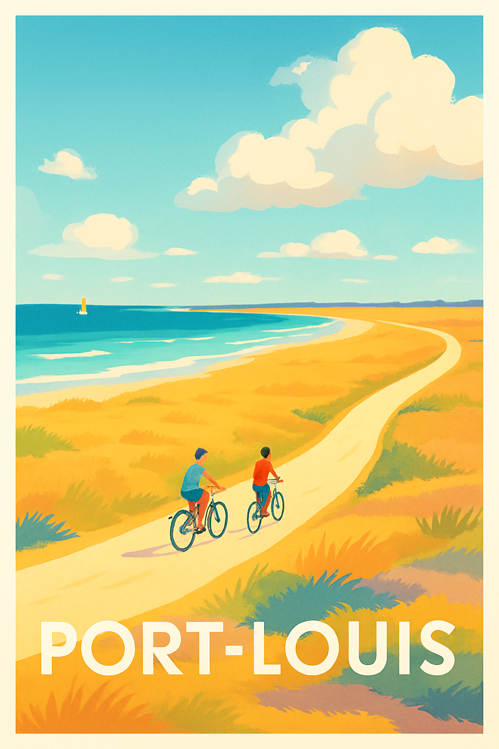 Guadeloupe France Pas de Cadre / 20 × 30cm Affiche de Port-Louis - Évasion à vélo au bord de mer