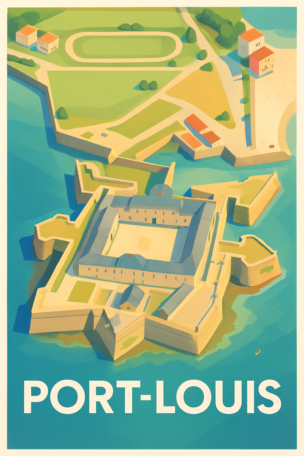 Affiche Port-Louis — L'éclat patrimonial en vue aérienne · poster d'art de Port-Louis