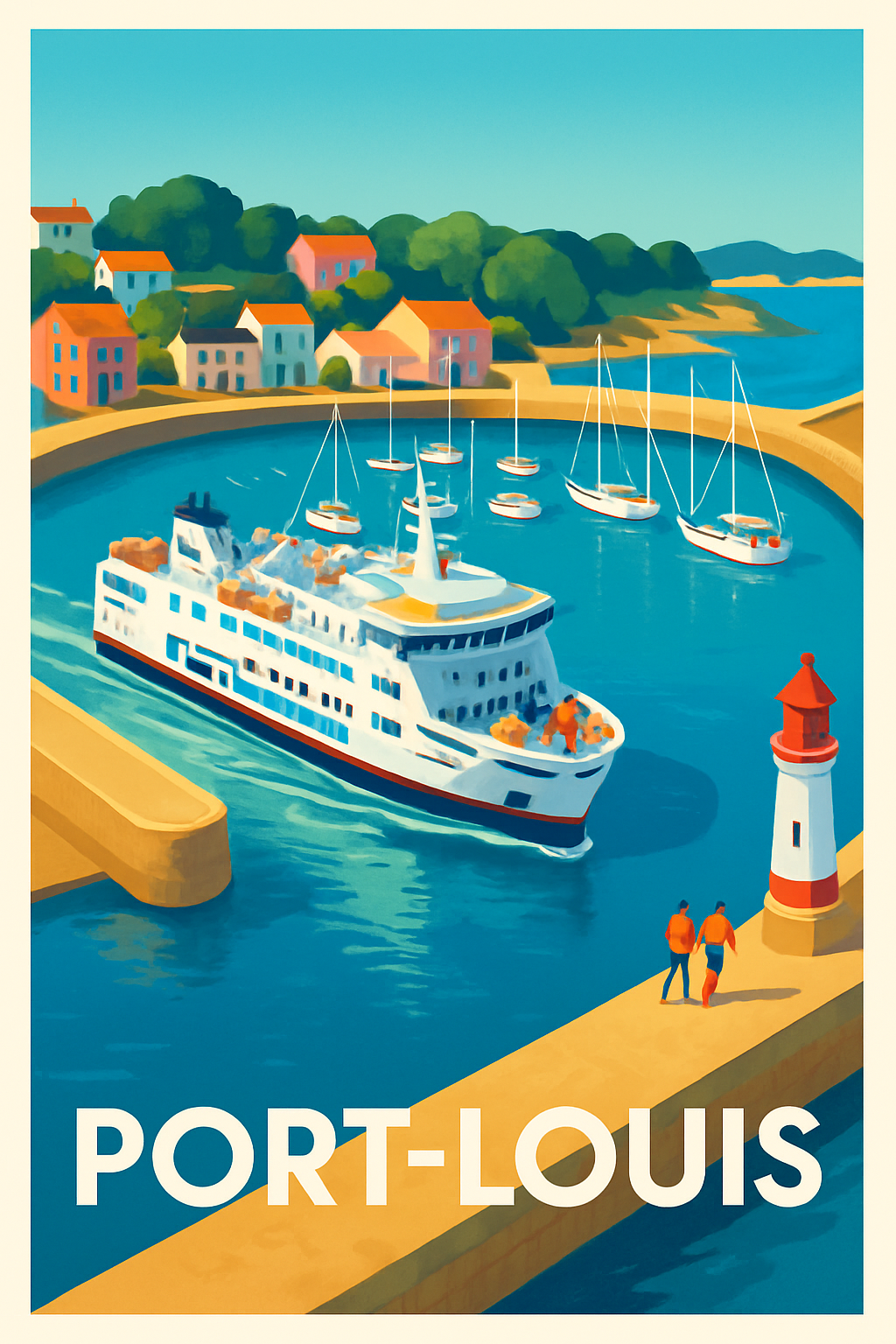 Guadeloupe France Pas de Cadre / 20 × 30cm Affiche de Port-Louis - L'élégance maritime bretonne