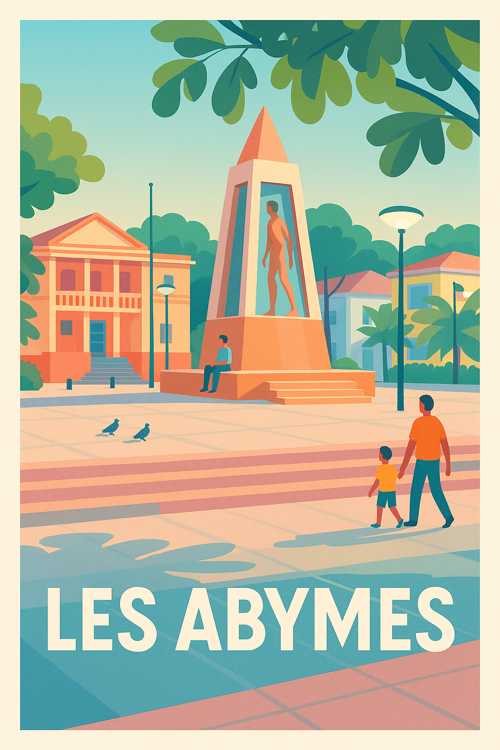 Affiche Les Abymes — L'élégance d'une place ensoleillée · poster d'art de Les Abymes
