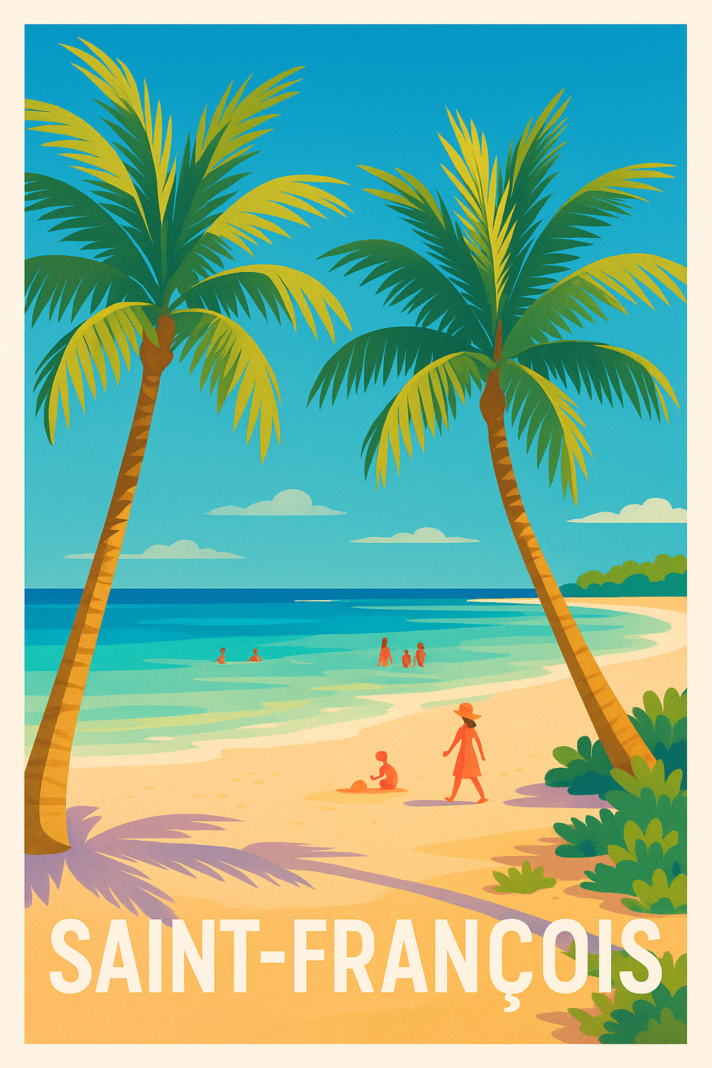 Guadeloupe France Pas de Cadre / 20 × 30cm Affiche Saint-François - Évasion tropicale en bord de mer