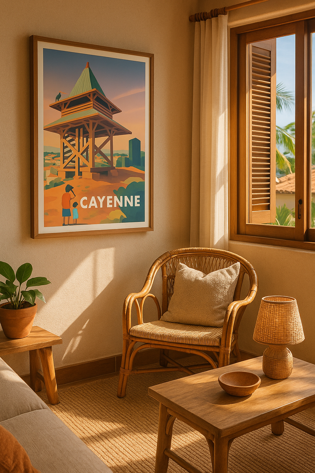 Affiche Cayenne — Vue panoramique sur l'emblématique observatoire · poster d'art de Cayenne
