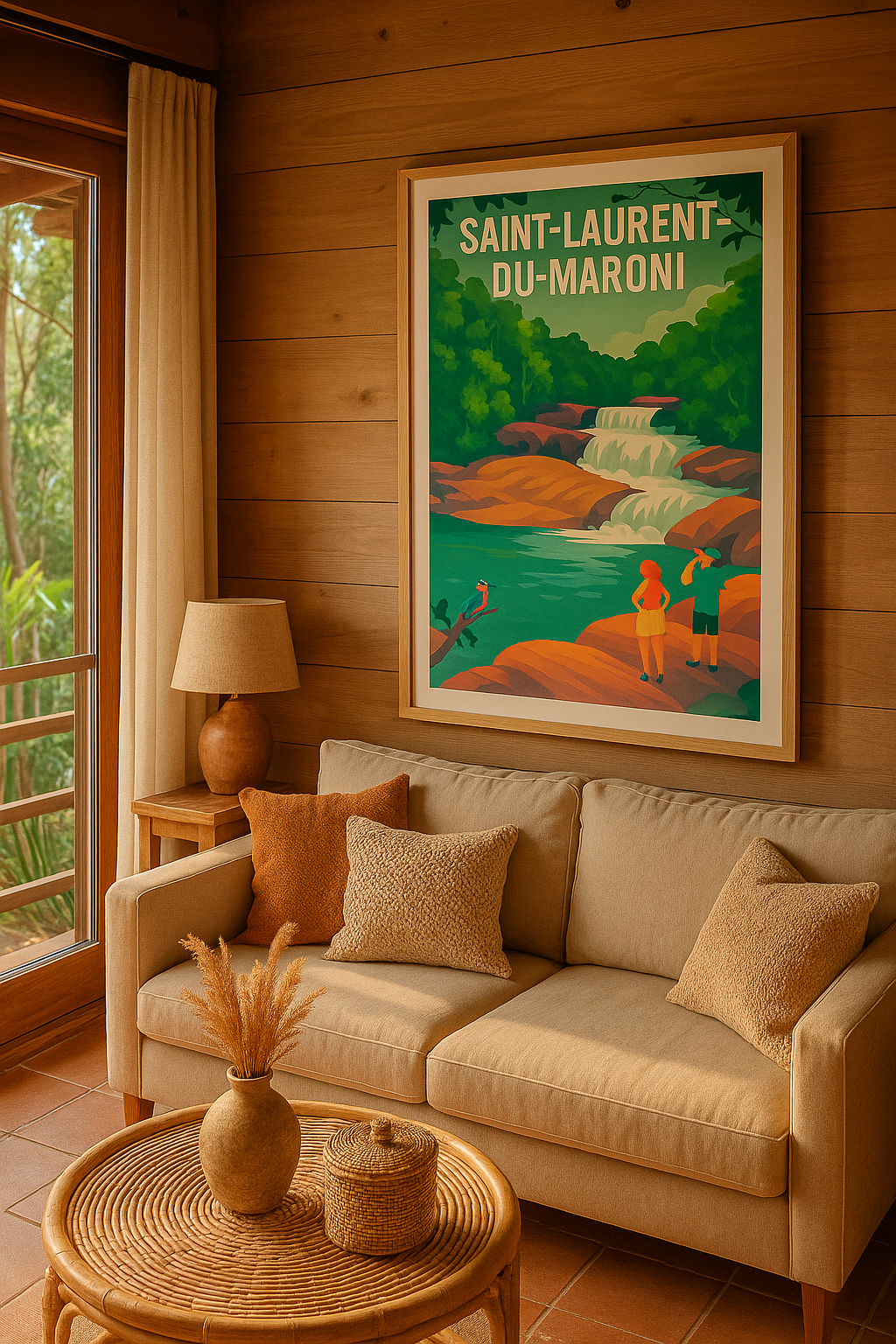Affiche Saint-Laurent-du-Maroni — Évasion nature et cascades apaisantes · poster d'art de Saint-Laurent-du-Maroni