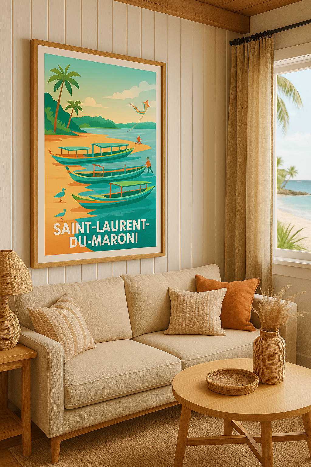 Affiche Saint-Laurent-du-Maroni — Évasion tropicale au fil de l'eau · poster d'art de Saint-Laurent-du-Maroni