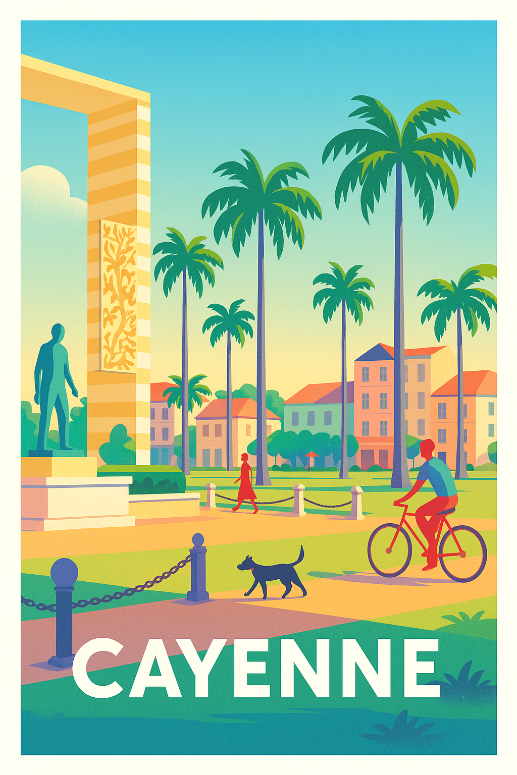 Guyane France Pas de Cadre / 20 × 30cm Affiche de Cayenne - L'élégance tropicale au cœur de la Guyane