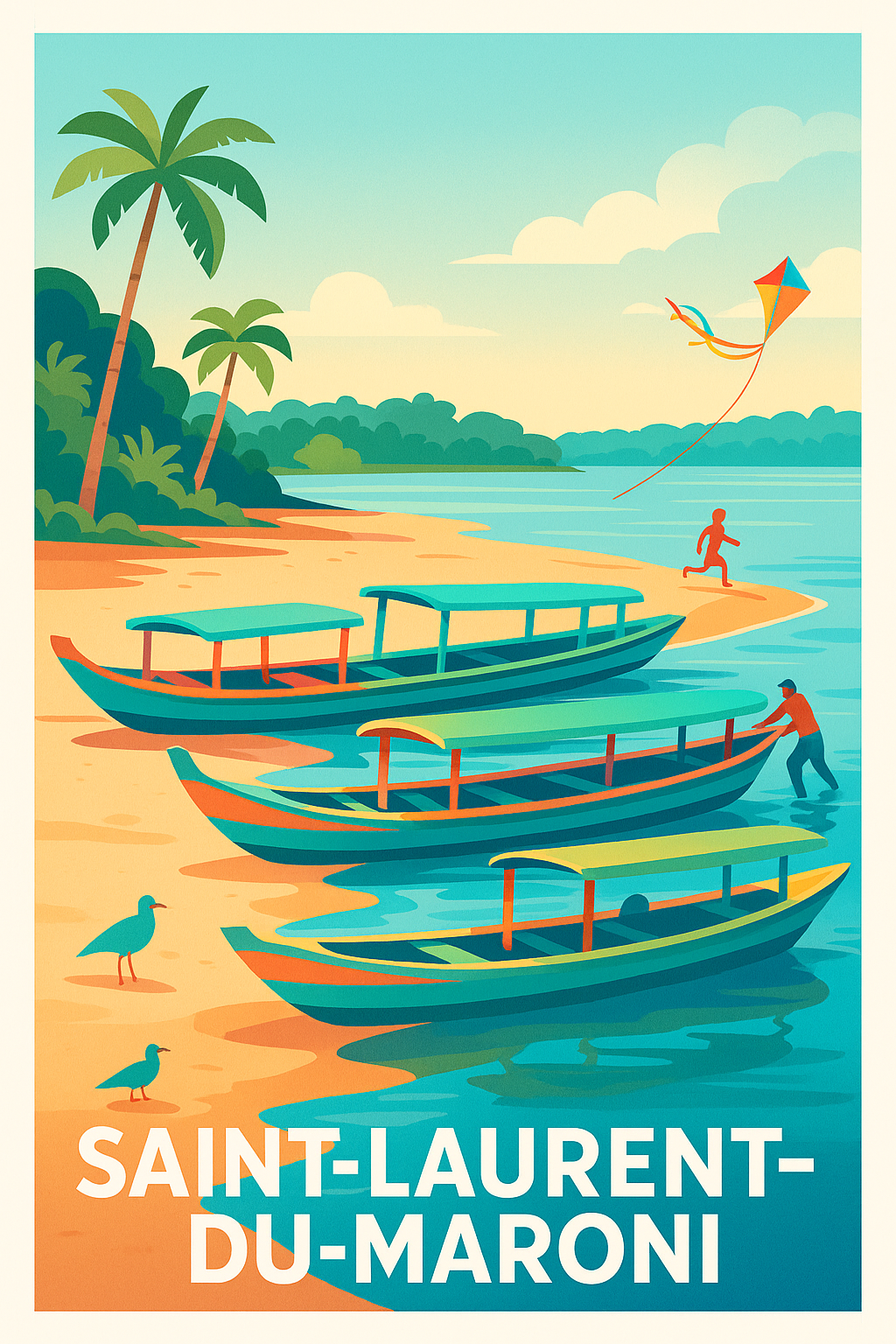 Guyane France Pas de Cadre / 20 × 30cm Affiche Saint-Laurent-du-Maroni - Évasion tropicale au fil de l'eau