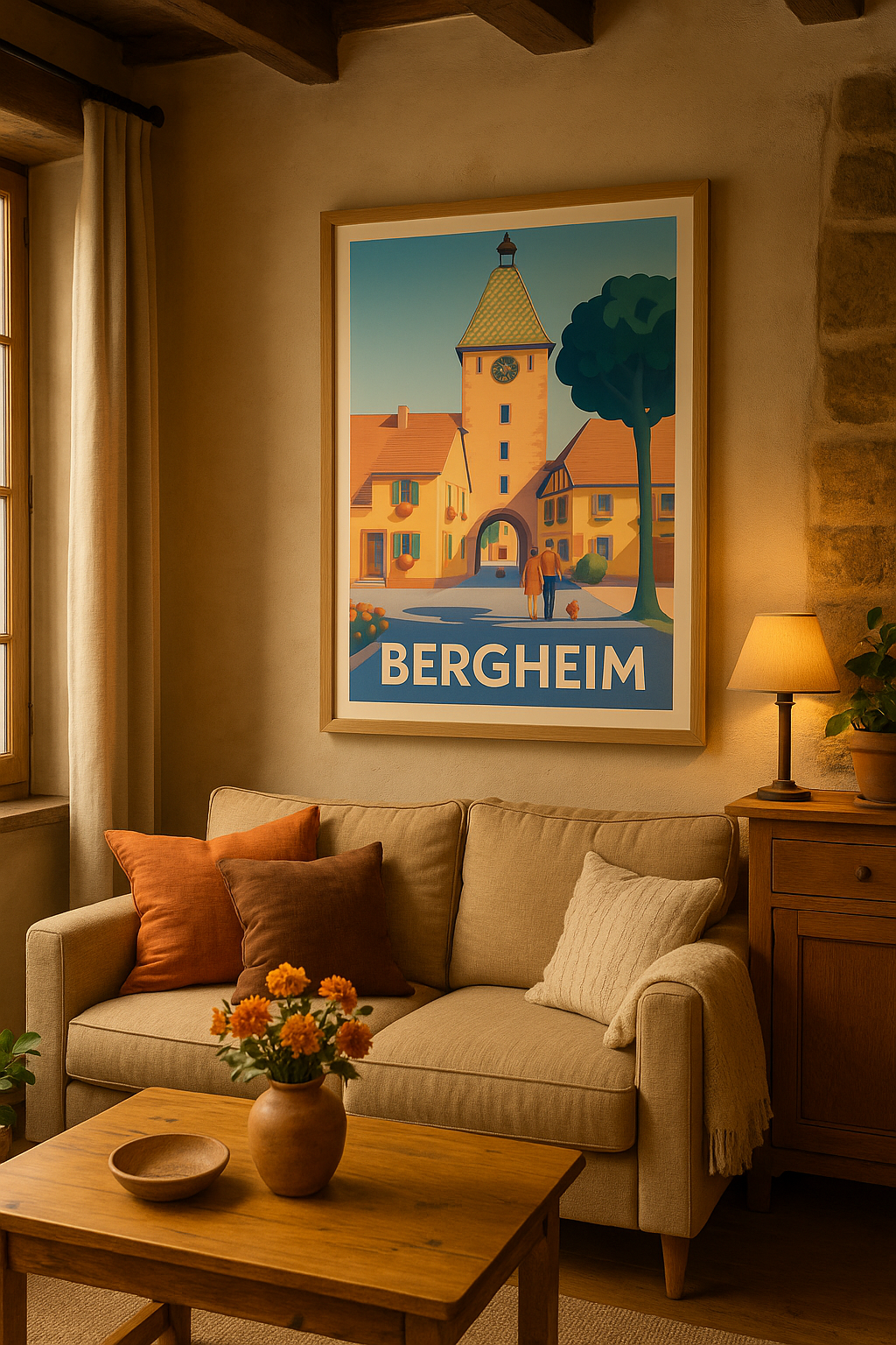Haut-Rhin France Affiche de Bergheim - Charme médiéval et douceur de vivre
