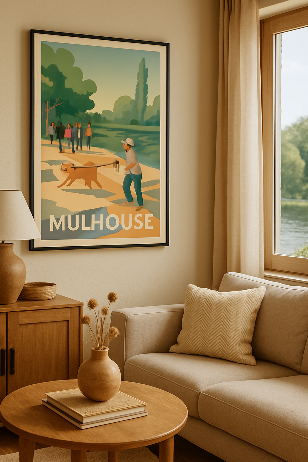 Affiche Mulhouse — Douceur de vivre au bord de l'eau · poster d'art de Mulhouse