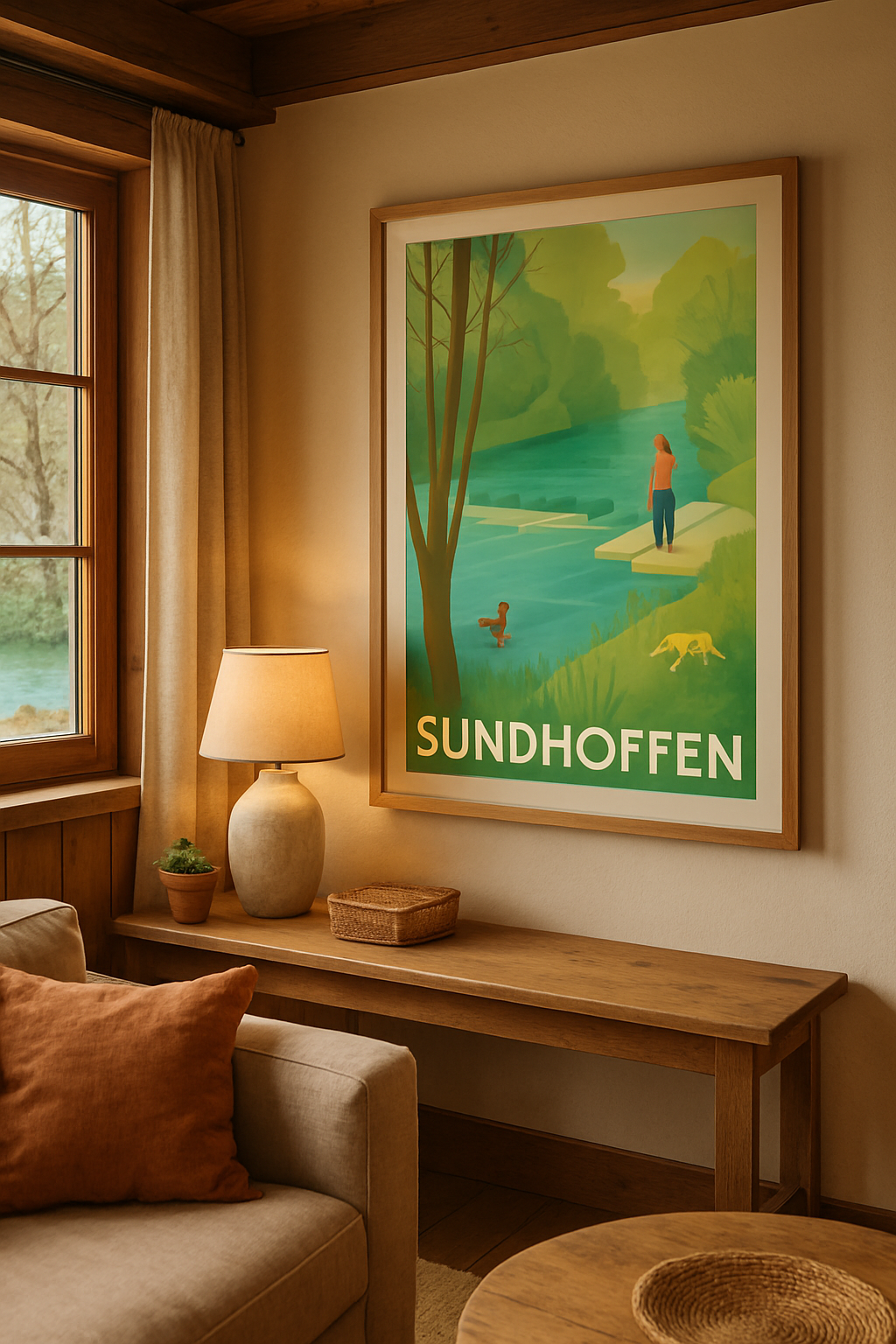Affiche Sundhoffen — Sérénité au bord de l'eau · poster d'art de Sundhoffen