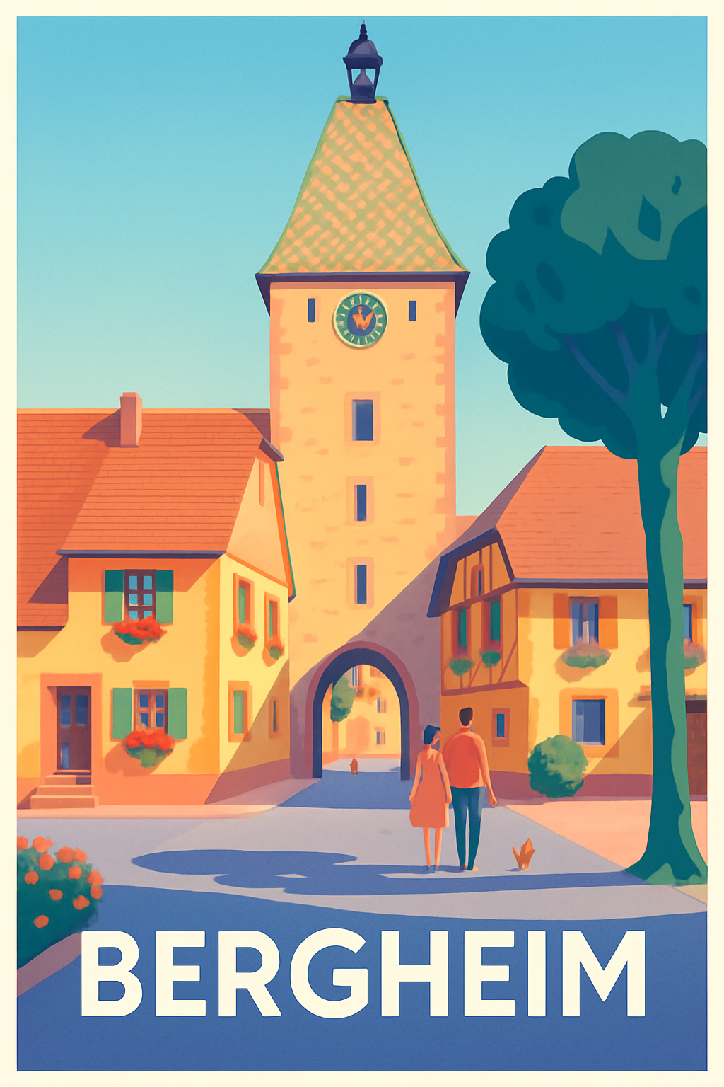 Haut-Rhin France Pas de Cadre / 20 × 30cm Affiche de Bergheim - Charme médiéval et douceur de vivre