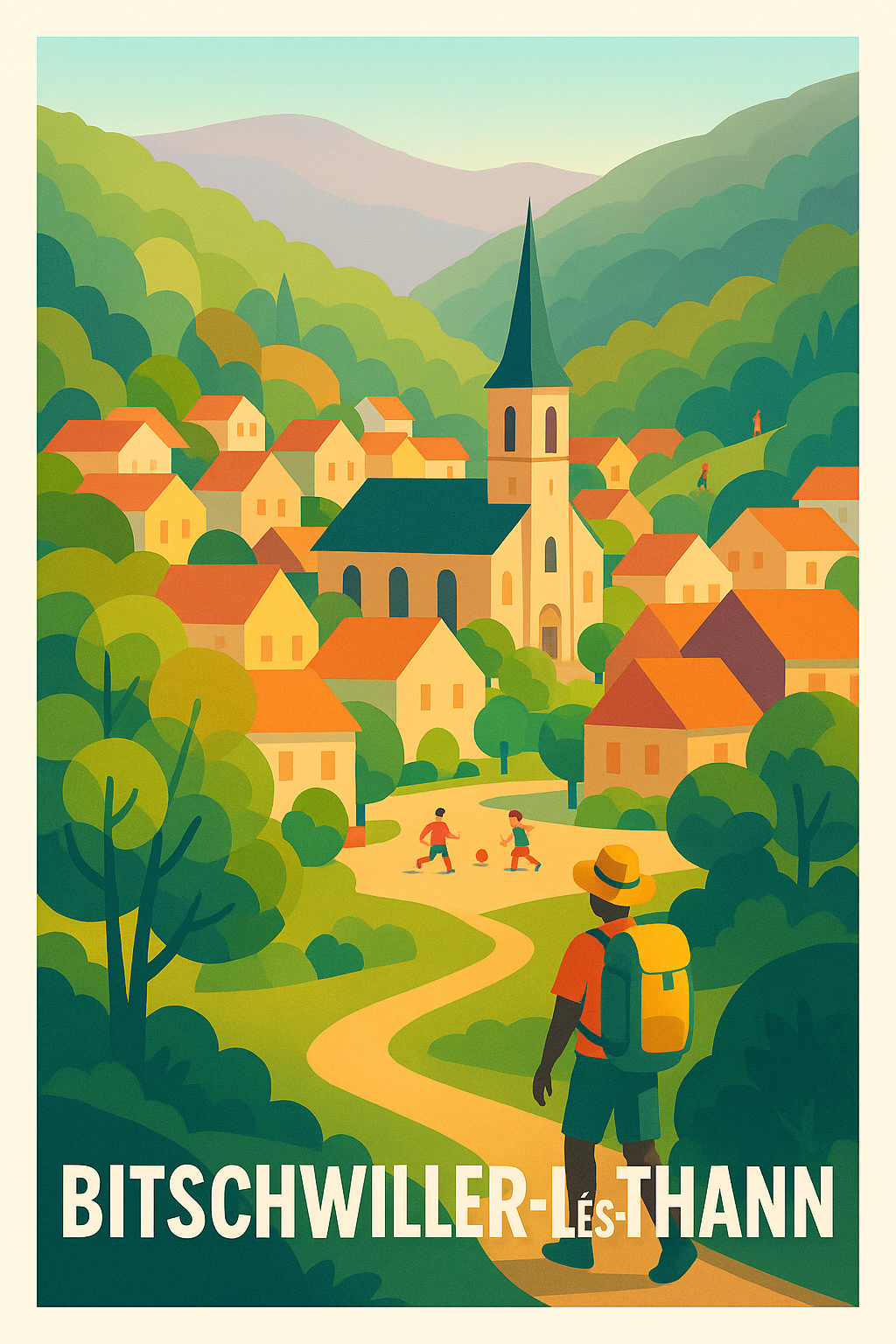 Haut-Rhin France Pas de Cadre / 20 × 30cm Affiche de Bitschwiller-lès-Thann - Charmant village au cœur des Vosges