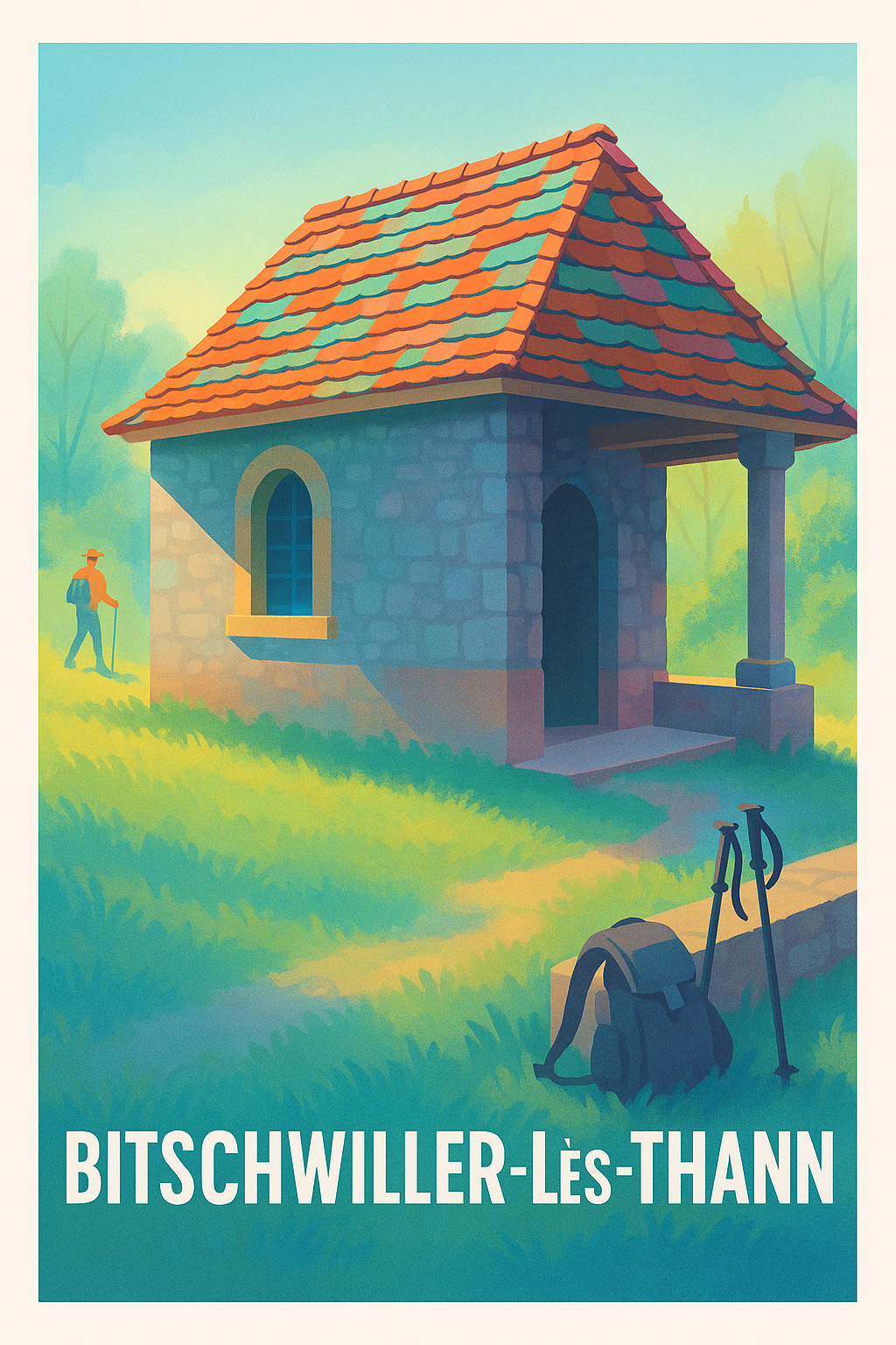 Haut-Rhin France Pas de Cadre / 20 × 30cm Affiche de Bitschwiller-lès-Thann - Escapade paisible au cœur de la nature