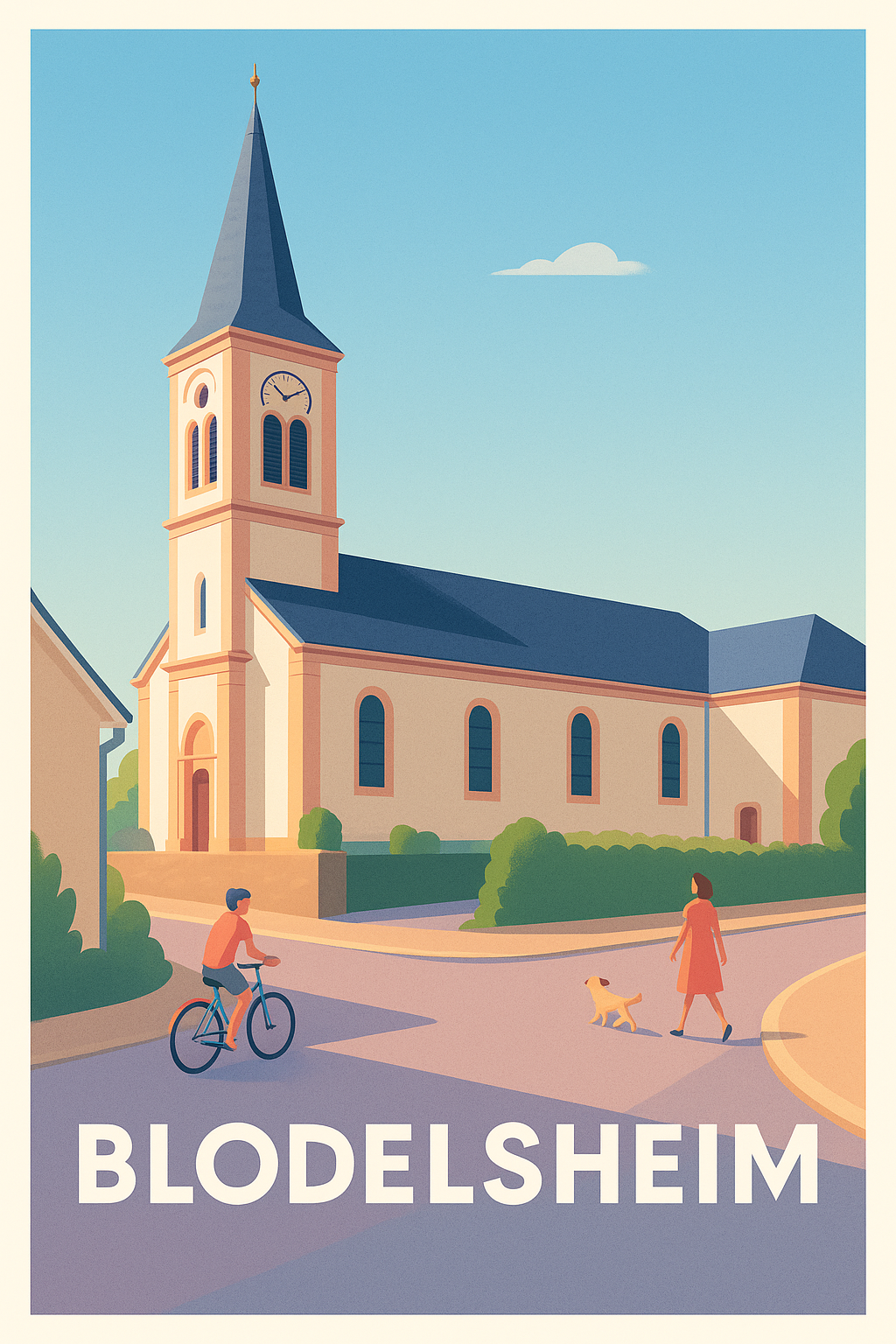 Haut-Rhin France Pas de Cadre / 20 × 30cm Affiche de Blodelsheim - Charme paisible au cœur du village