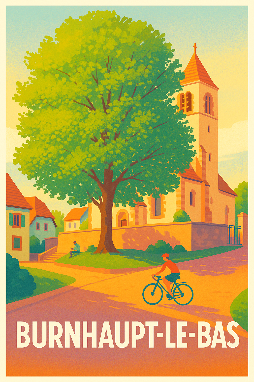 Haut-Rhin France Pas de Cadre / 20 × 30cm Affiche de Burnhaupt-le-Bas - Charme et Sérénité Alsacienne