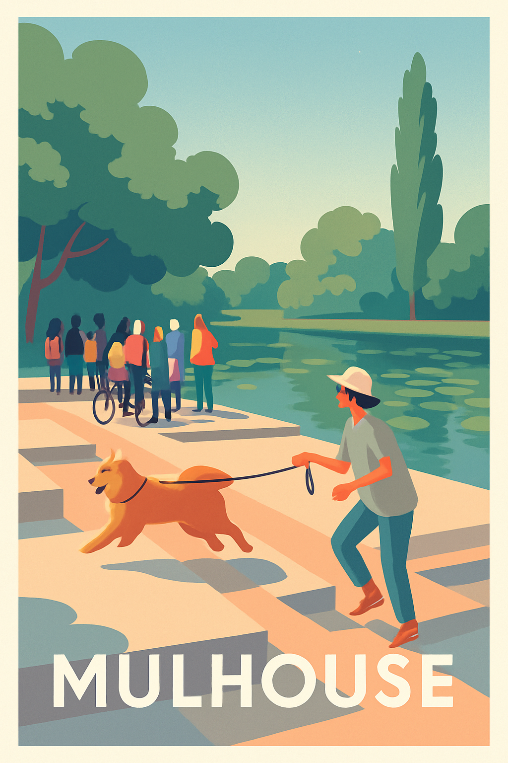 Haut-Rhin France Pas de Cadre / 20 × 30cm Affiche de Mulhouse - Douceur de vivre au bord de l'eau