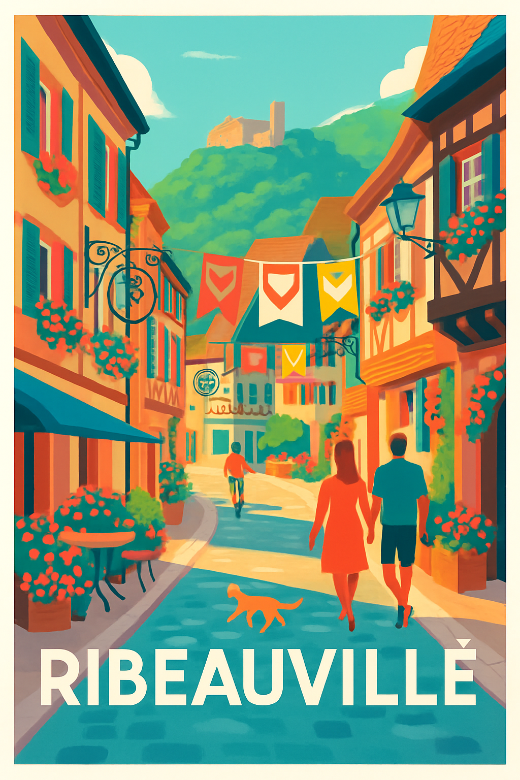Haut-Rhin France Pas de Cadre / 20 × 30cm Affiche de Ribeauvillé - Charme et couleurs d'une cité alsacienne