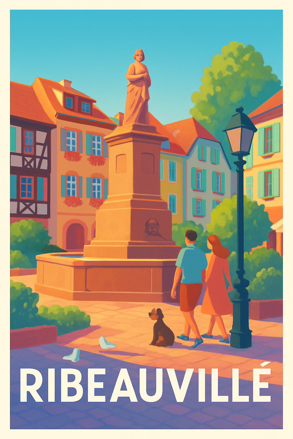 Haut-Rhin France Pas de Cadre / 20 × 30cm Affiche de Ribeauvillé - Charme et sérénité au cœur de l'Alsace