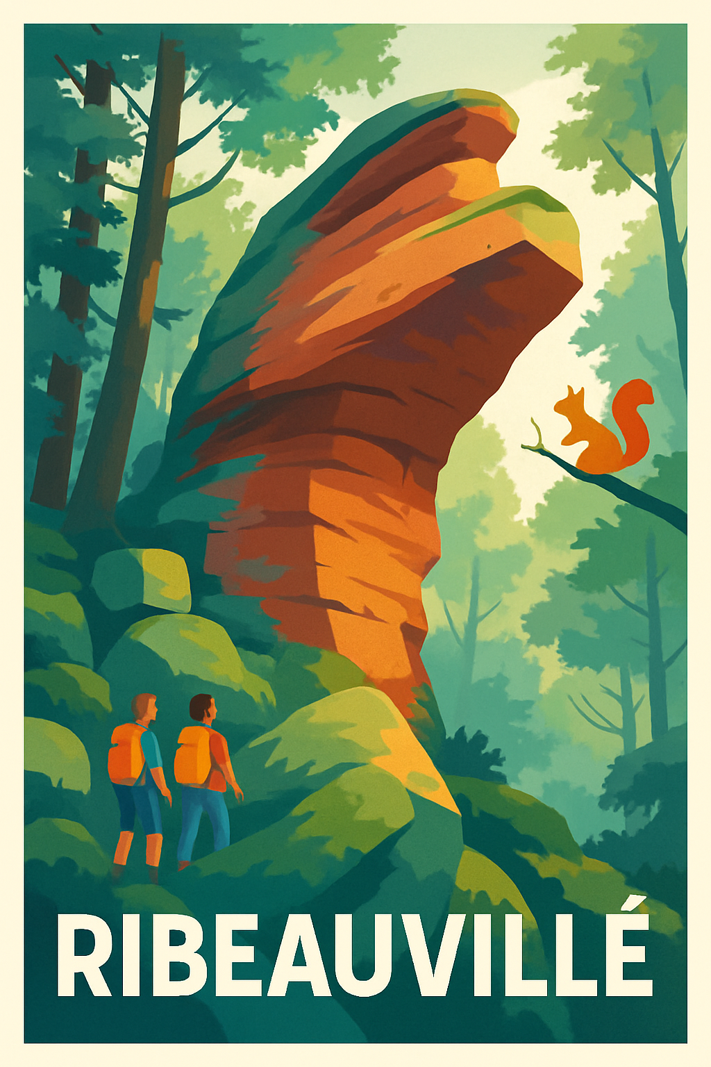 Haut-Rhin France Pas de Cadre / 20 × 30cm Affiche de Ribeauvillé - Nature et aventures en forêt