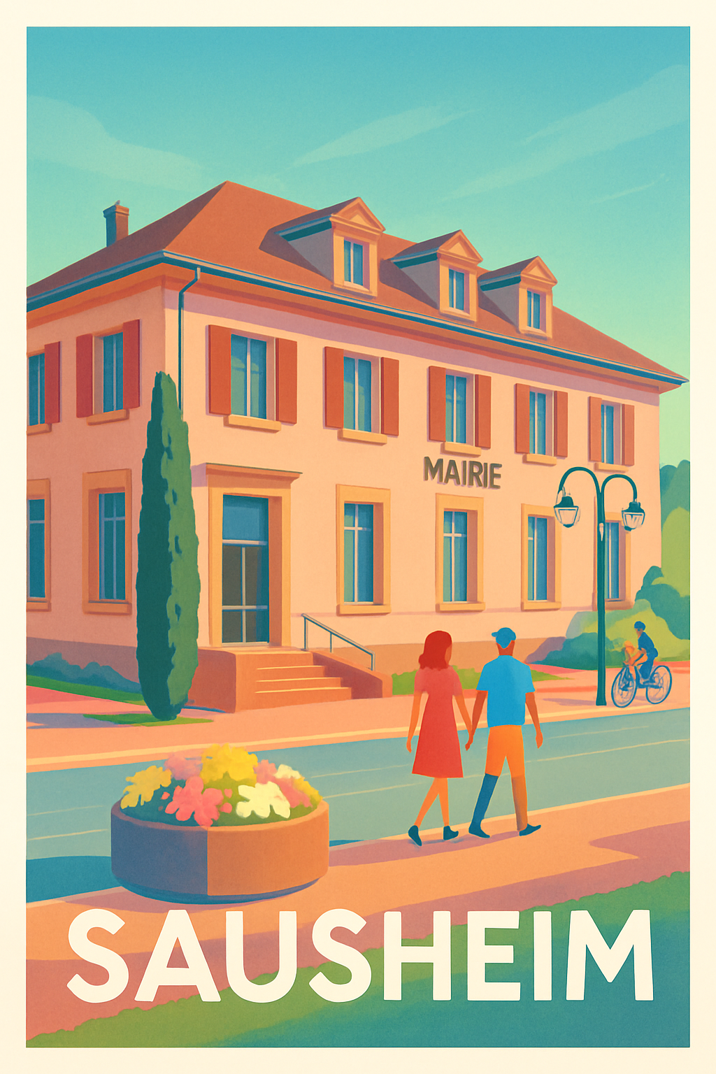 Haut-Rhin France Pas de Cadre / 20 × 30cm Affiche de Sausheim - Charme et douceur de la mairie