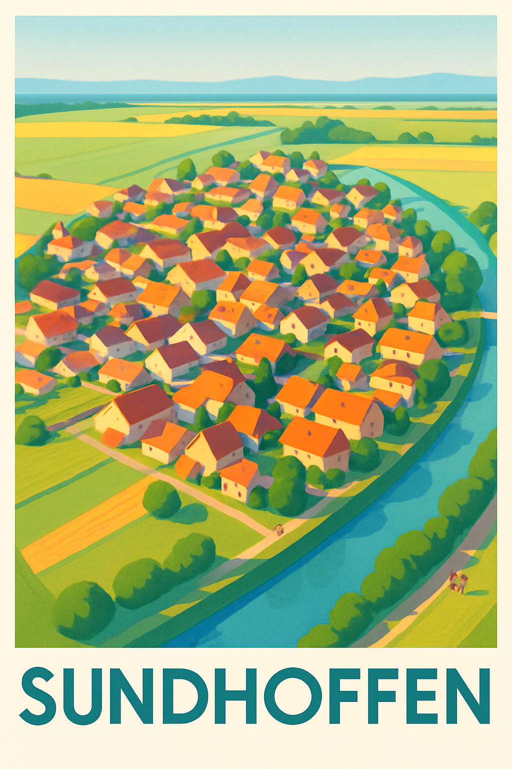 Haut-Rhin France Pas de Cadre / 20 × 30cm Affiche de Sundhoffen - Charme bucolique d'un village alsacien