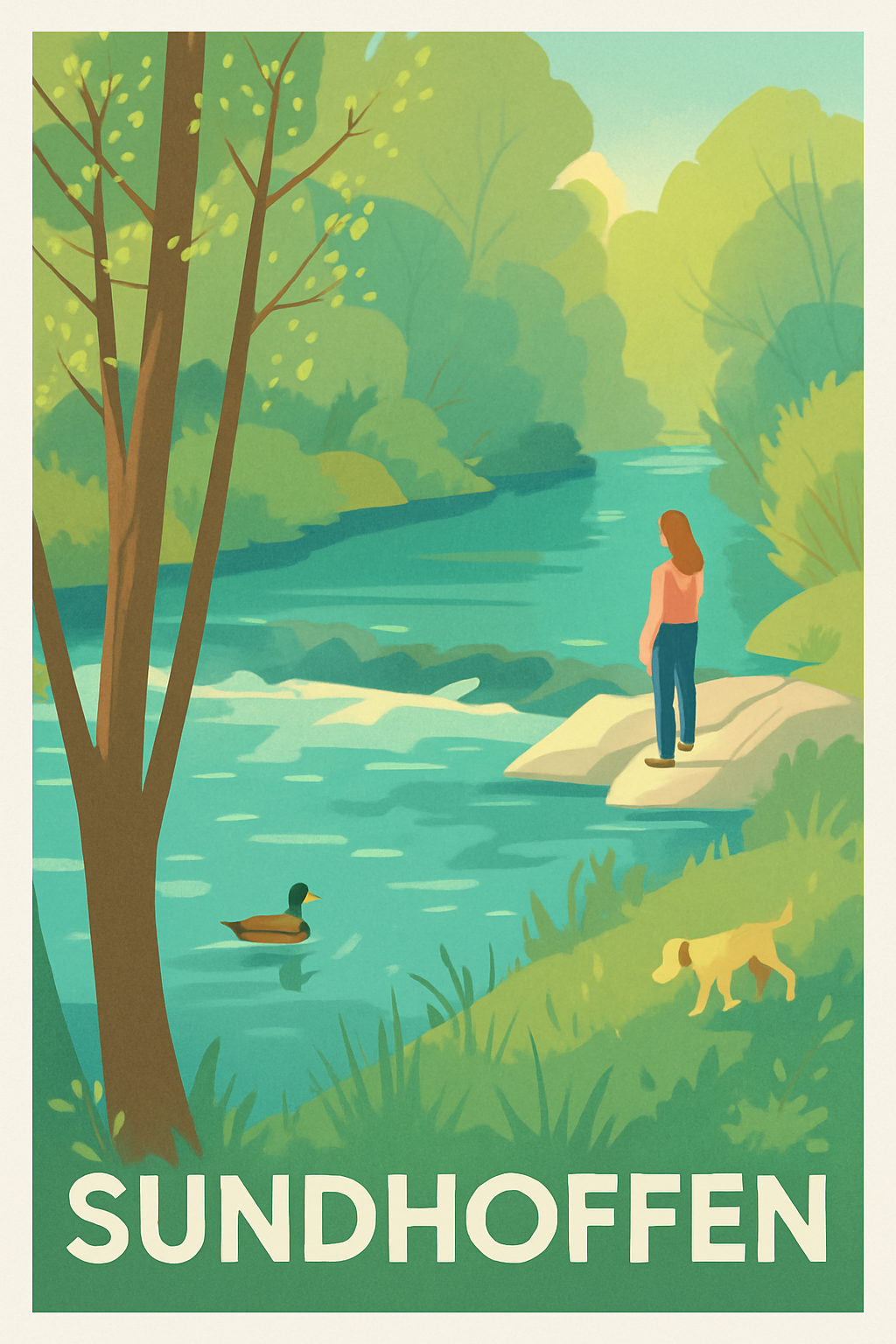 Affiche Sundhoffen — Sérénité au bord de l'eau · poster d'art de Sundhoffen
