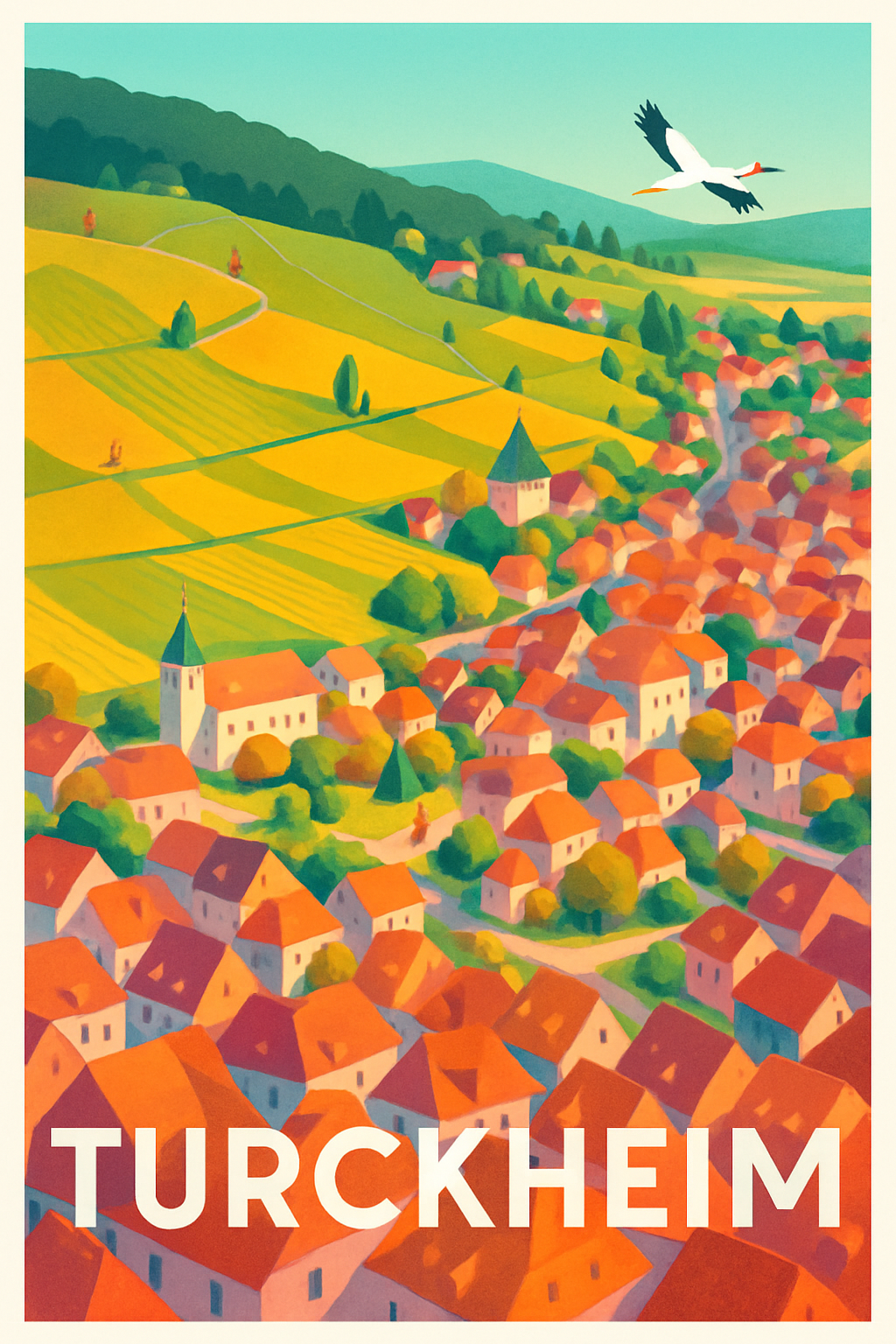 Haut-Rhin France Pas de Cadre / 20 × 30cm Affiche de Turckheim - Le charme pittoresque de l'Alsace