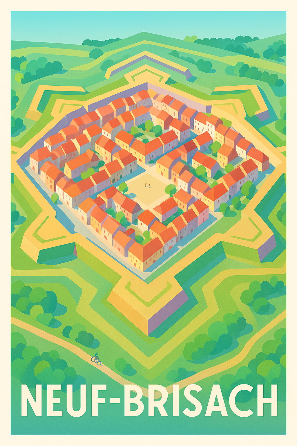 Haut-Rhin France Pas de Cadre / 20 × 30cm Affiche Neuf-Brisach - Joyau fortifié d'Alsace