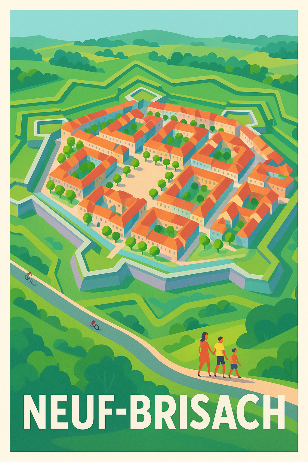 Haut-Rhin France Pas de Cadre / 20 × 30cm Affiche Neuf-Brisach - La cité étoilée à explorer