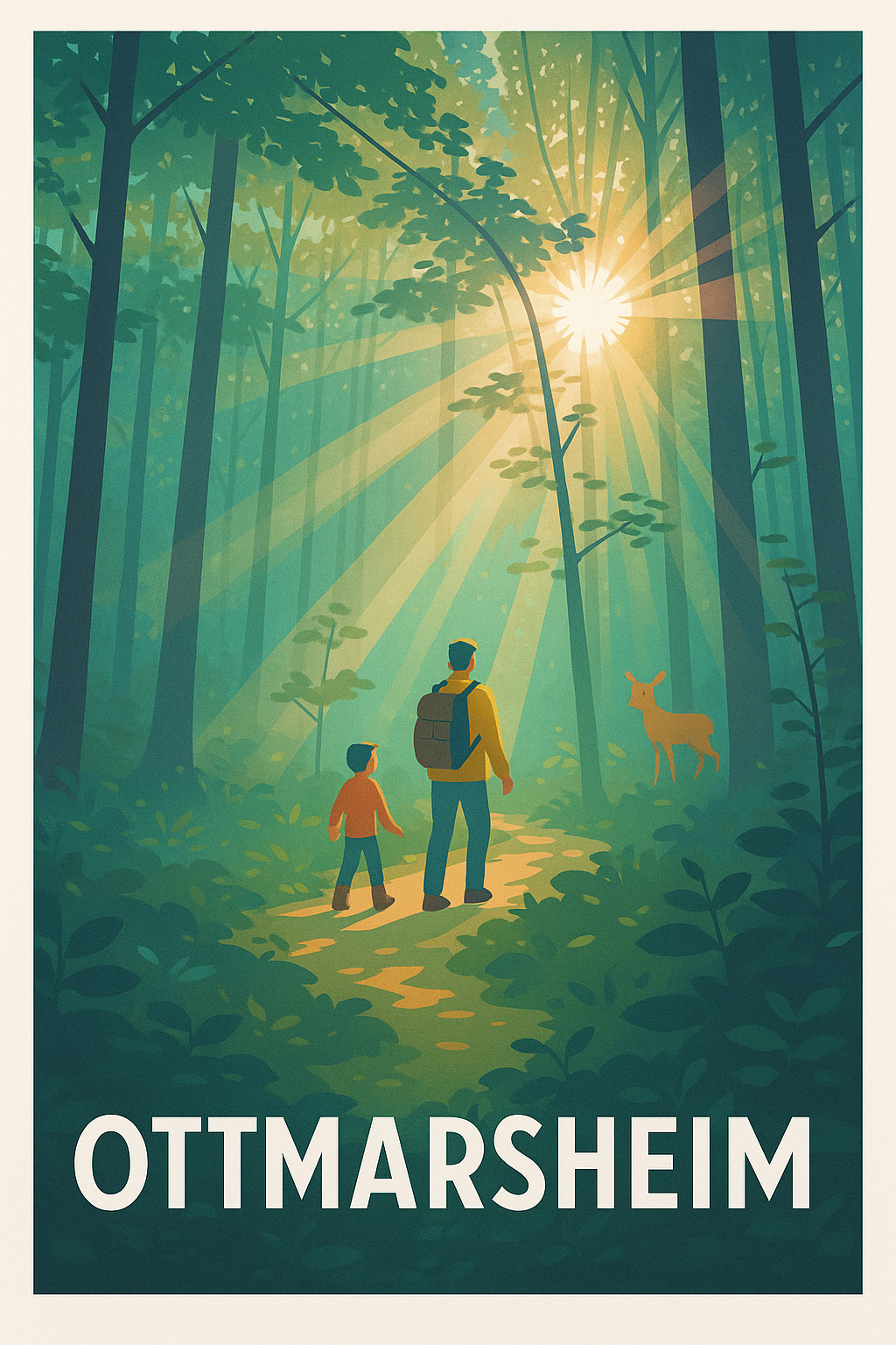 Haut-Rhin France Pas de Cadre / 20 × 30cm Affiche Ottmarsheim - Balade enchantée en forêt