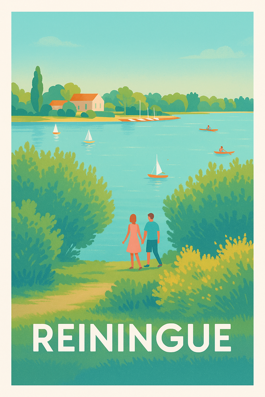 Haut-Rhin France Pas de Cadre / 20 × 30cm Affiche Reiningue - Évasion paisible au bord de l'eau
