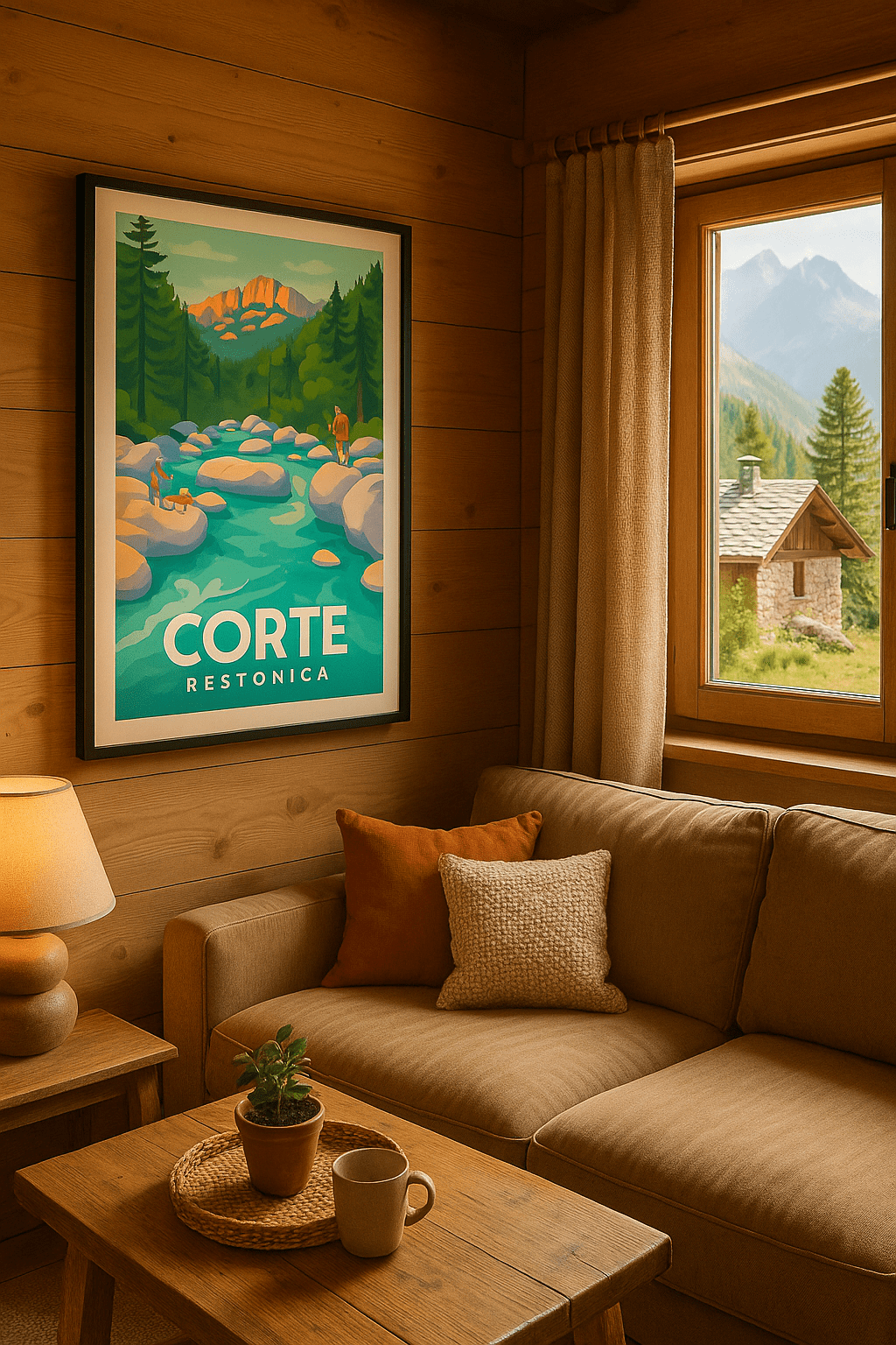 Affiche Corte — Évasion sauvage dans la vallée de la Restonica · poster d'art de Corte