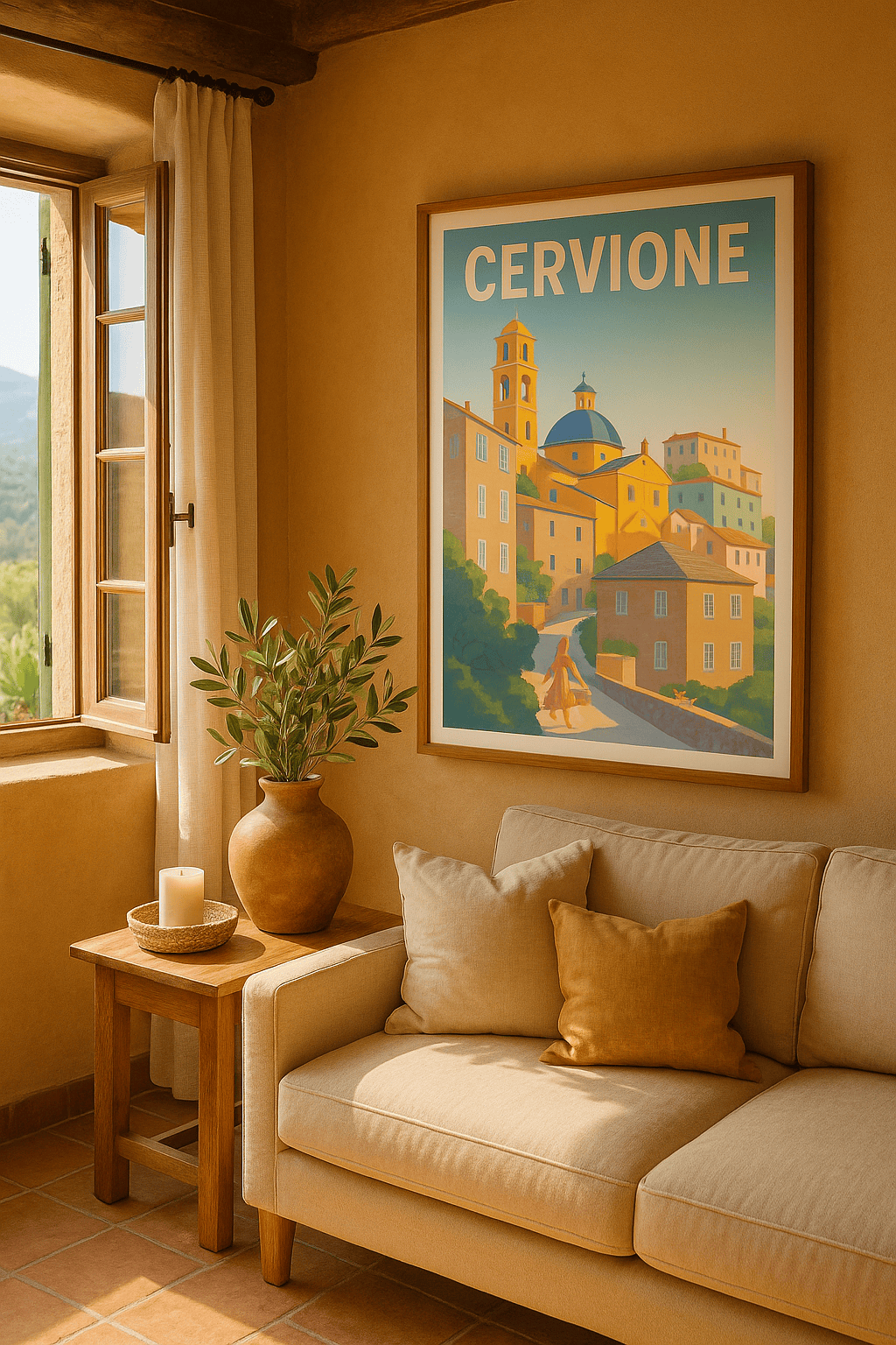 Haute-Corse France Affiche de Cervione - Lumières chaudes au cœur de la Corse