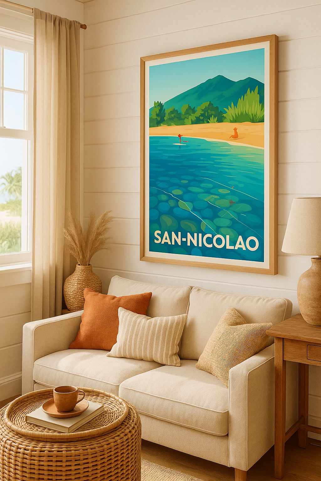 Haute-Corse France Affiche de San-Nicolao - Évasion et Sérénité en Bord de Mer