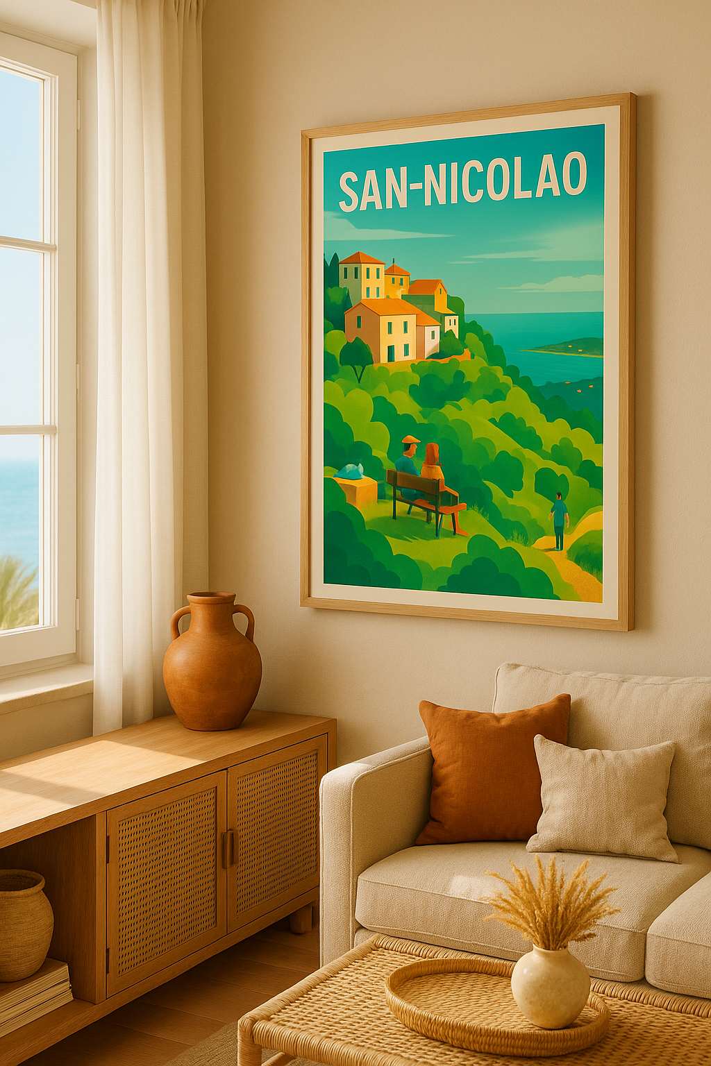 Haute-Corse France Affiche de San-Nicolao - Havre de sérénité méditerranéenne