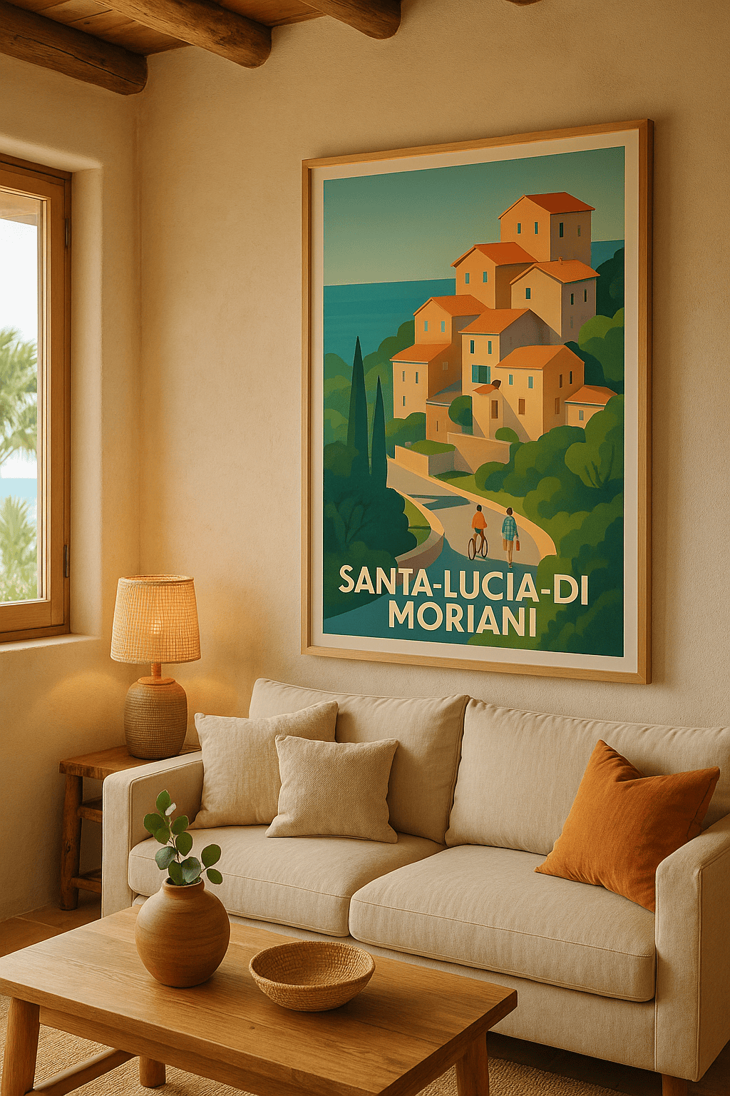 Haute-Corse France Affiche de Santa-Lucia-di-Moriani - Escapade méditerranéenne paisible