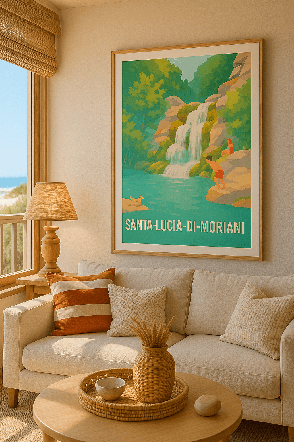 Haute-Corse France Affiche de Santa-Lucia-di-Moriani - Évasion nature au bord des cascades