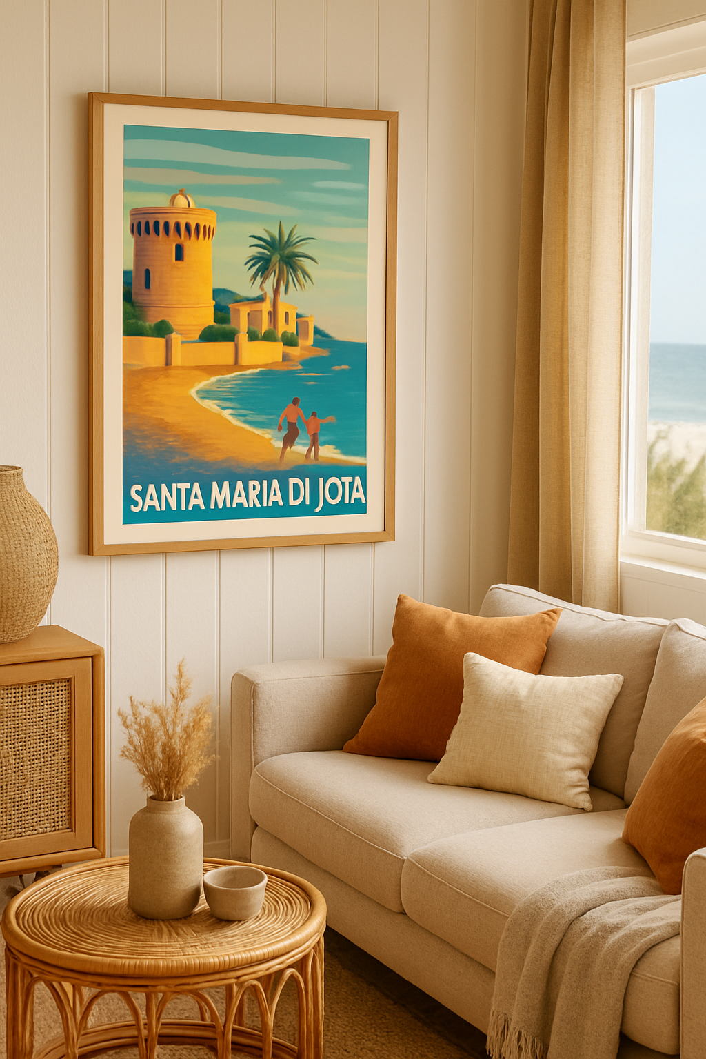 Affiche Santa-Maria-di-Lota — Balade en bord de mer intemporelle · poster d'art de Santa-Maria-di-Lota