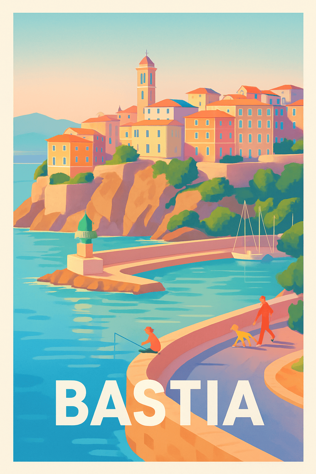 Haute-Corse France Pas de Cadre / 20 × 30cm Affiche de Bastia - Charme pittoresque sur la côte Corse