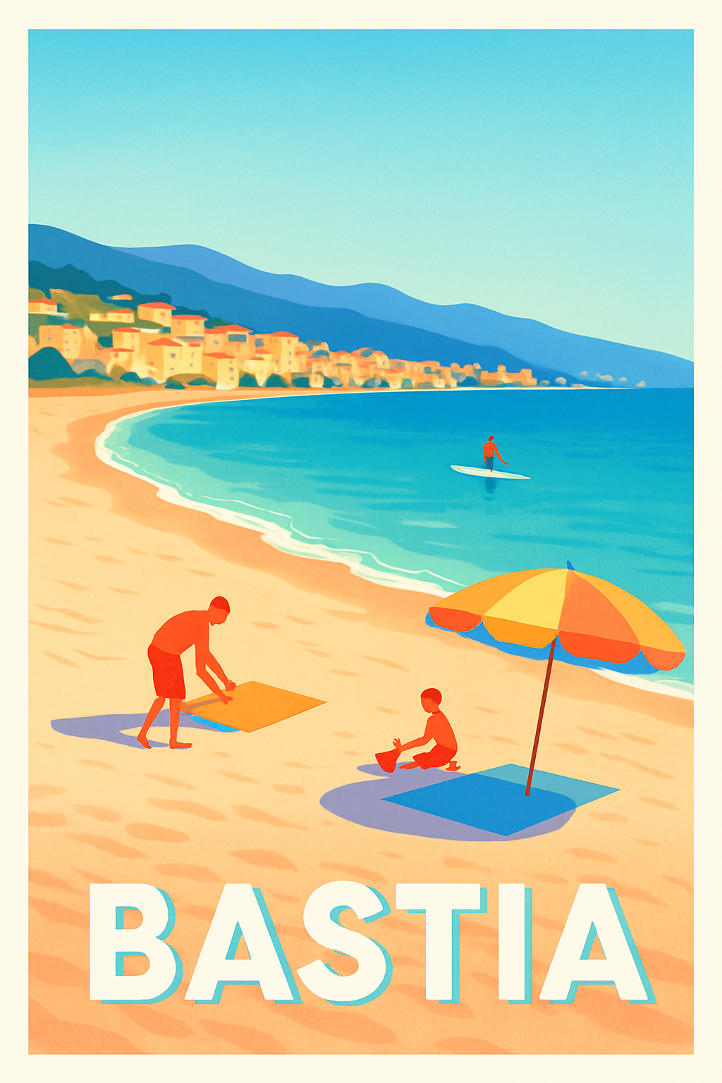 Haute-Corse France Pas de Cadre / 20 × 30cm Affiche de Bastia - Plages ensoleillées et douceur méditerranéenne