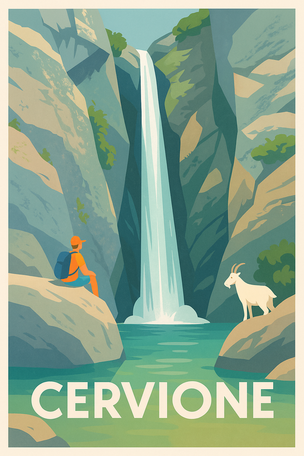 Haute-Corse France Pas de Cadre / 20 × 30cm Affiche de Cervione - Évasion naturelle au cœur des cascades